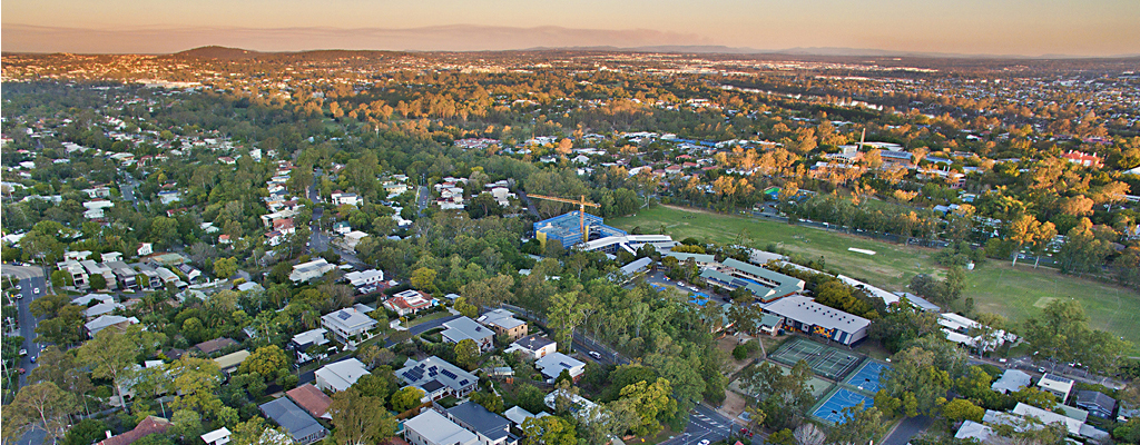 Aerial view of real estate in Indooroopilly