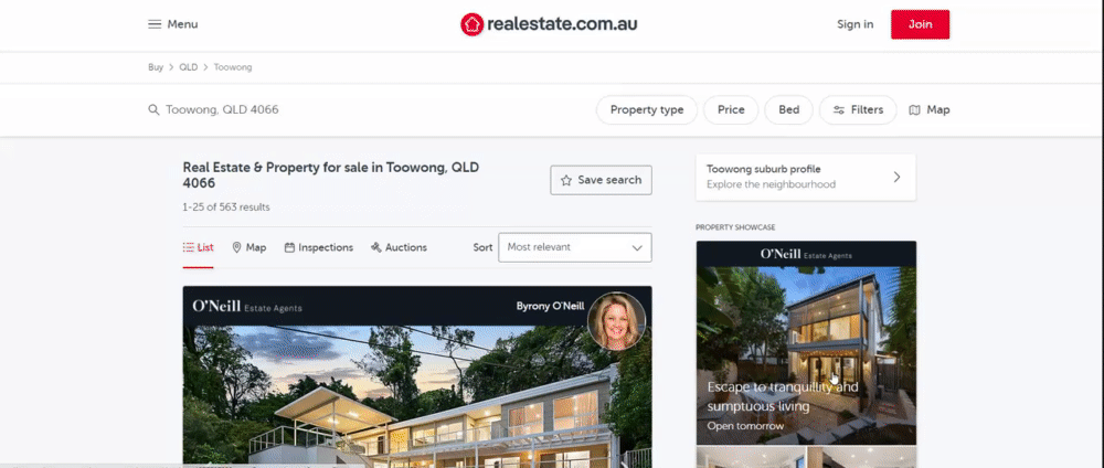 Property Showcase Advertising on realestate.com.au